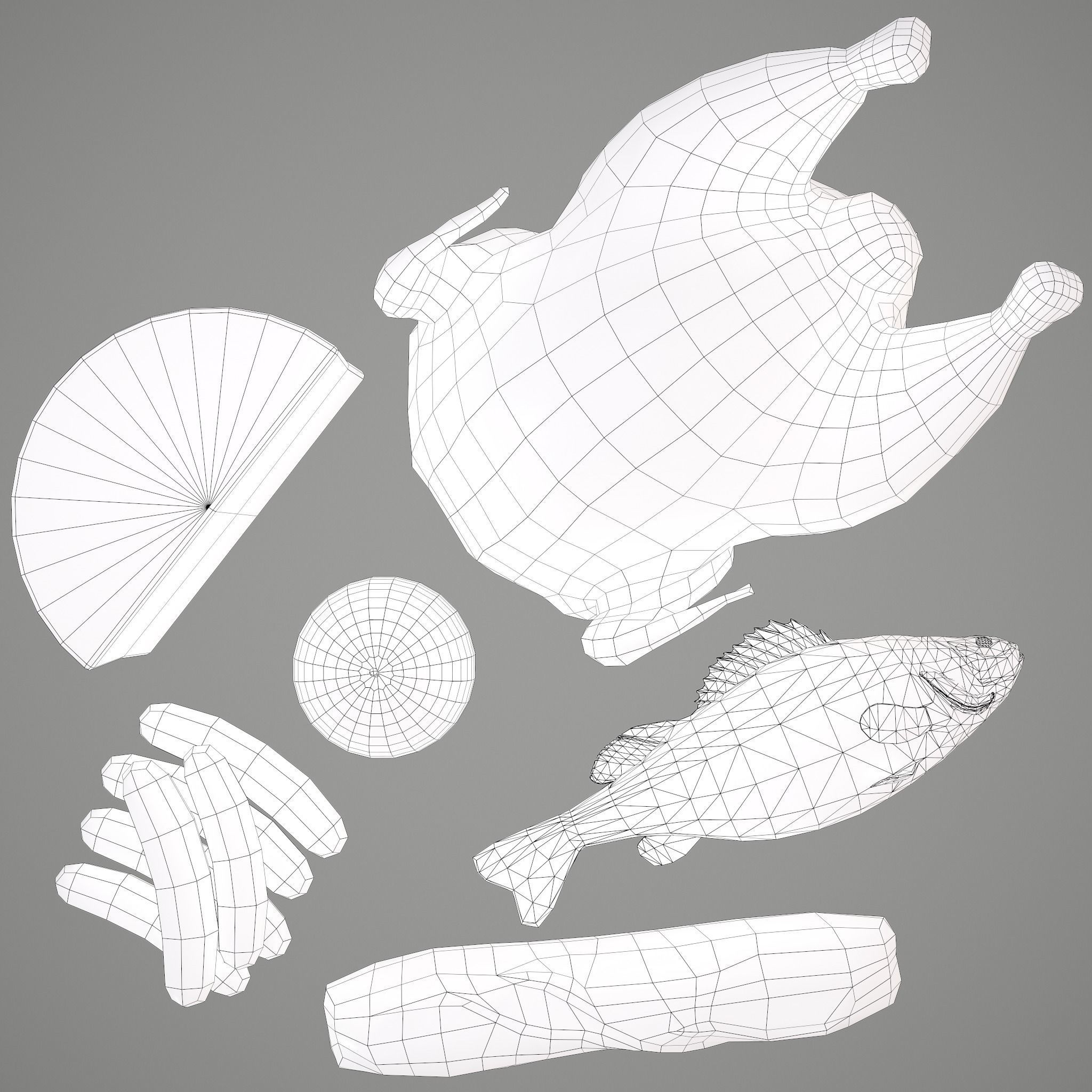 6 Medieval Food Props 3D Model Collection_23