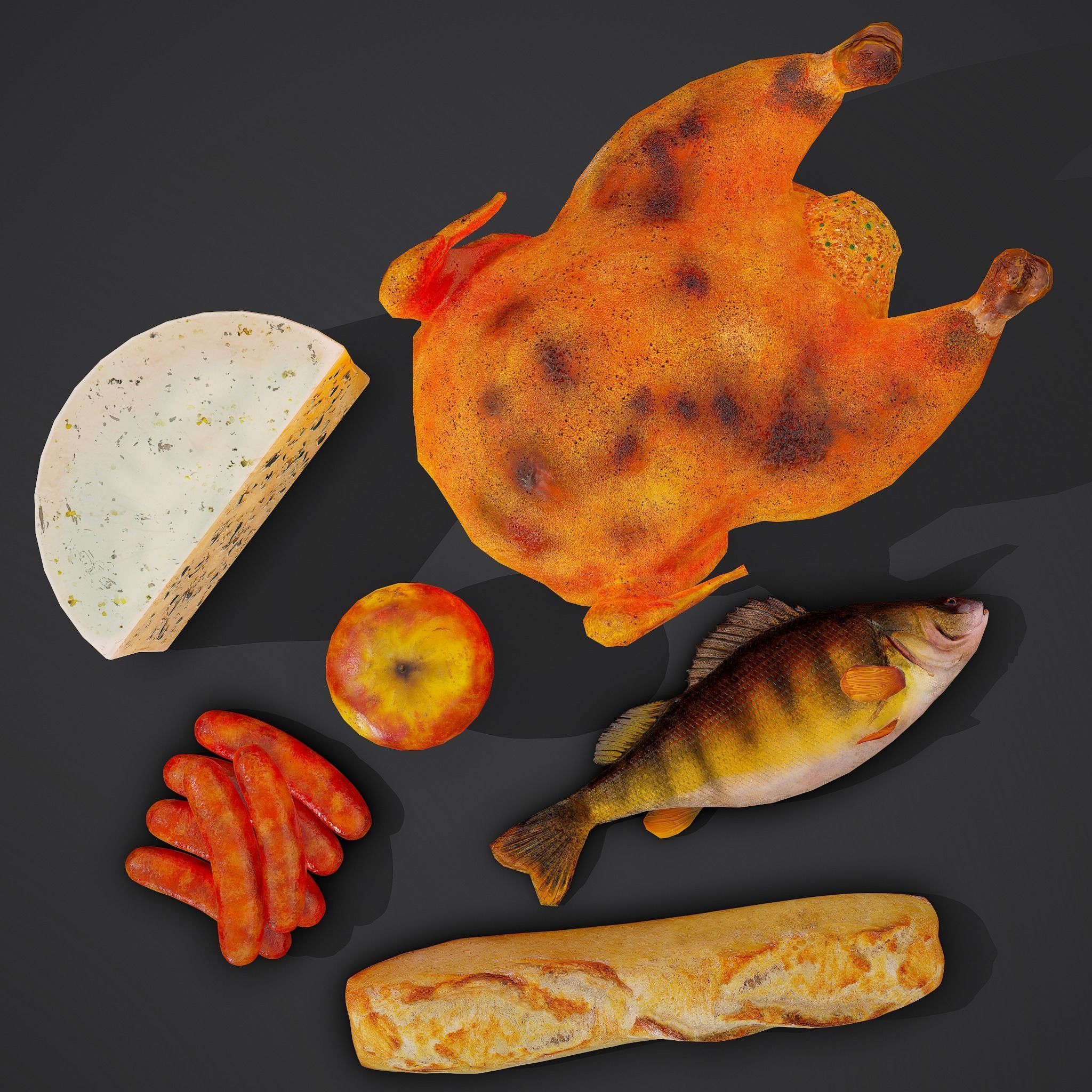 6 Medieval Food Props 3D Model Collection_8