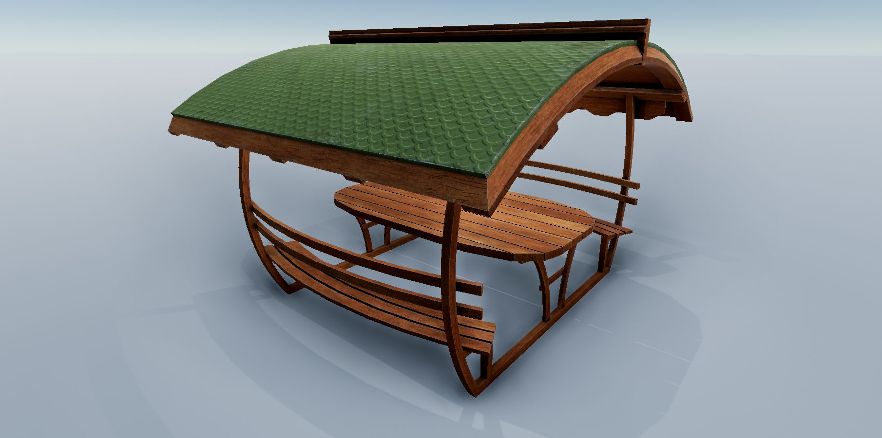 Wooden Pergola PBR Low-poly 3D model_8