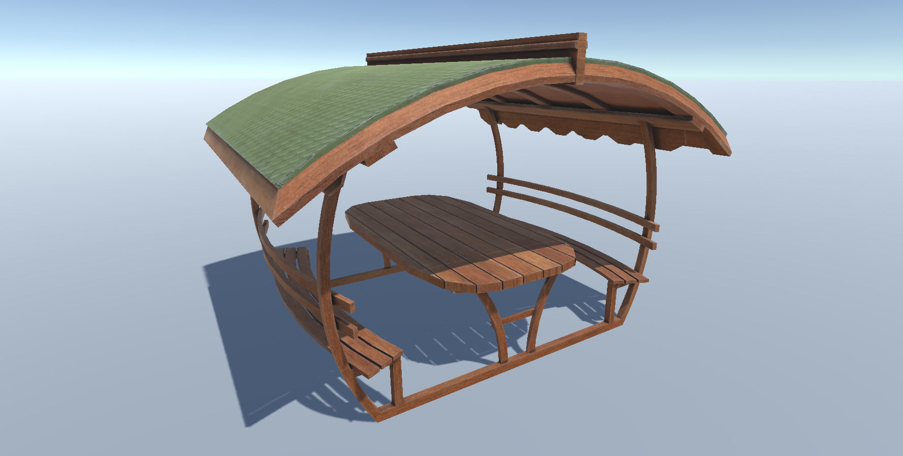 Wooden Pergola PBR Low-poly 3D model_5