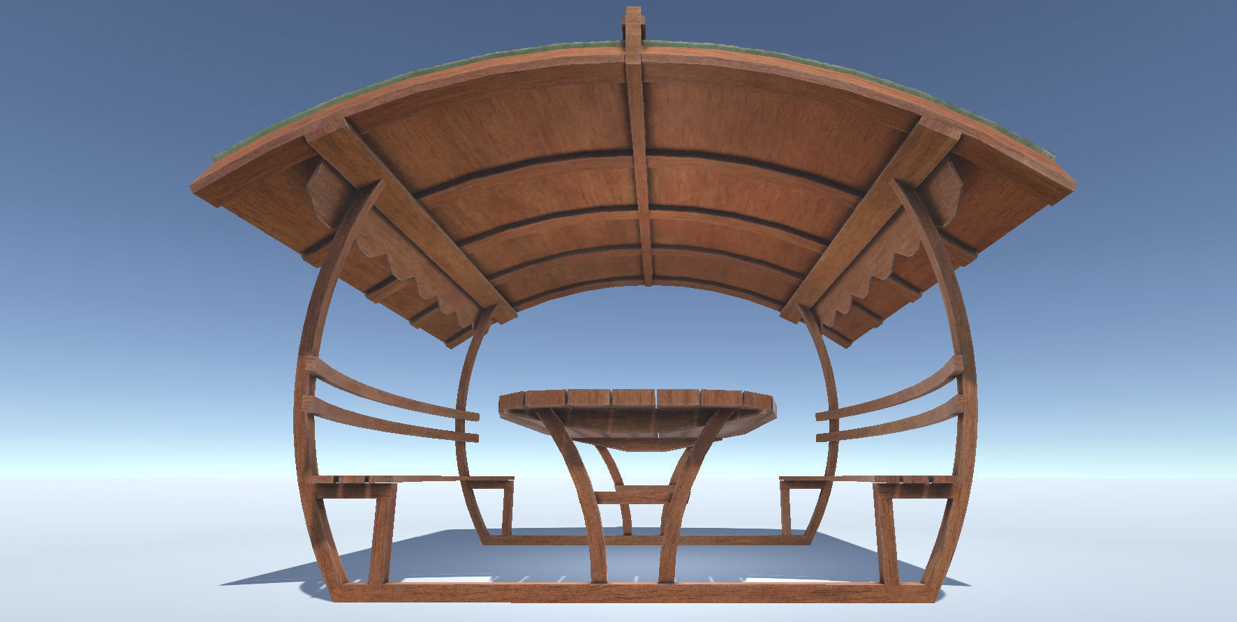 Wooden Pergola PBR Low-poly 3D model_4