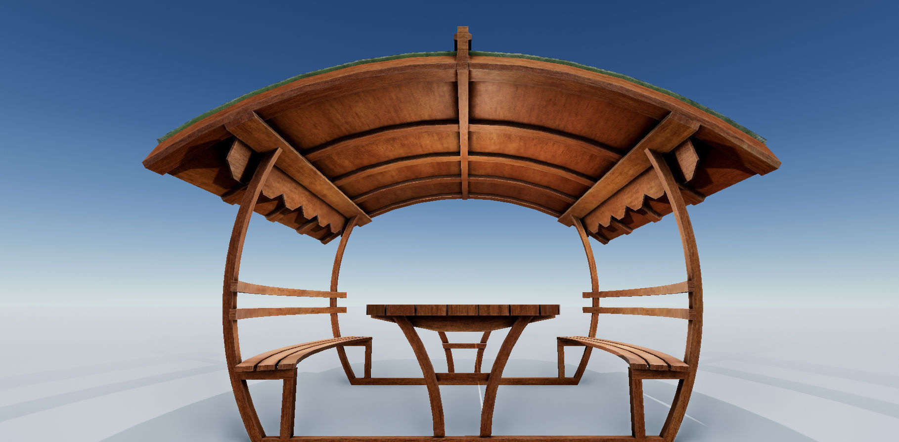 Wooden Pergola PBR Low-poly 3D model_3