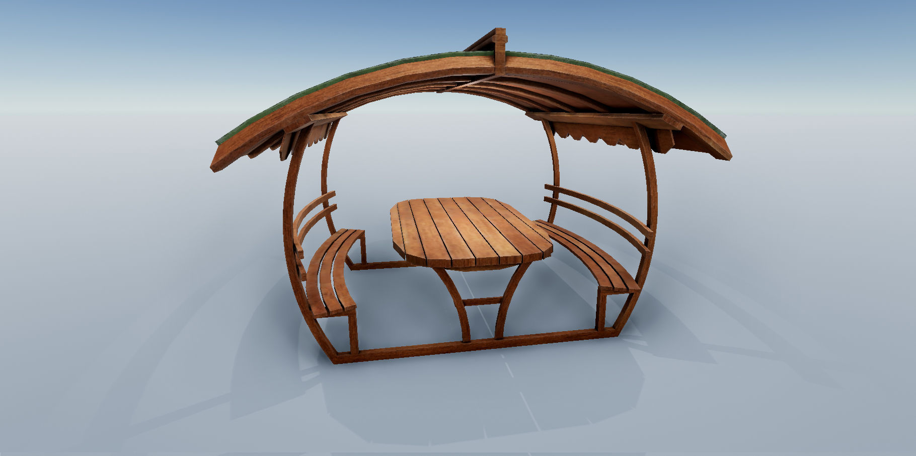 Wooden Pergola PBR Low-poly 3D model_7