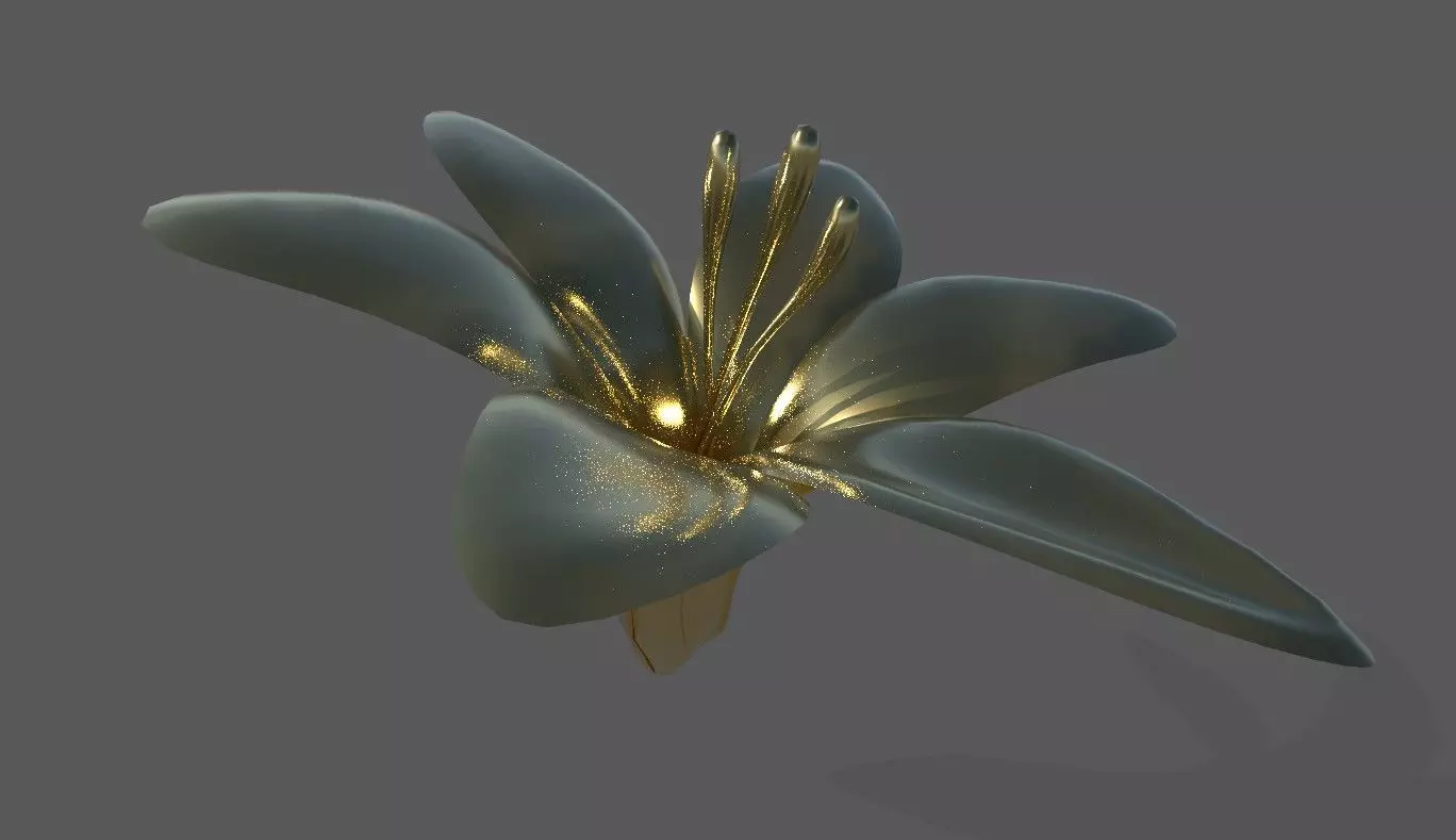 A Single Golden Flower Free 3D model_0