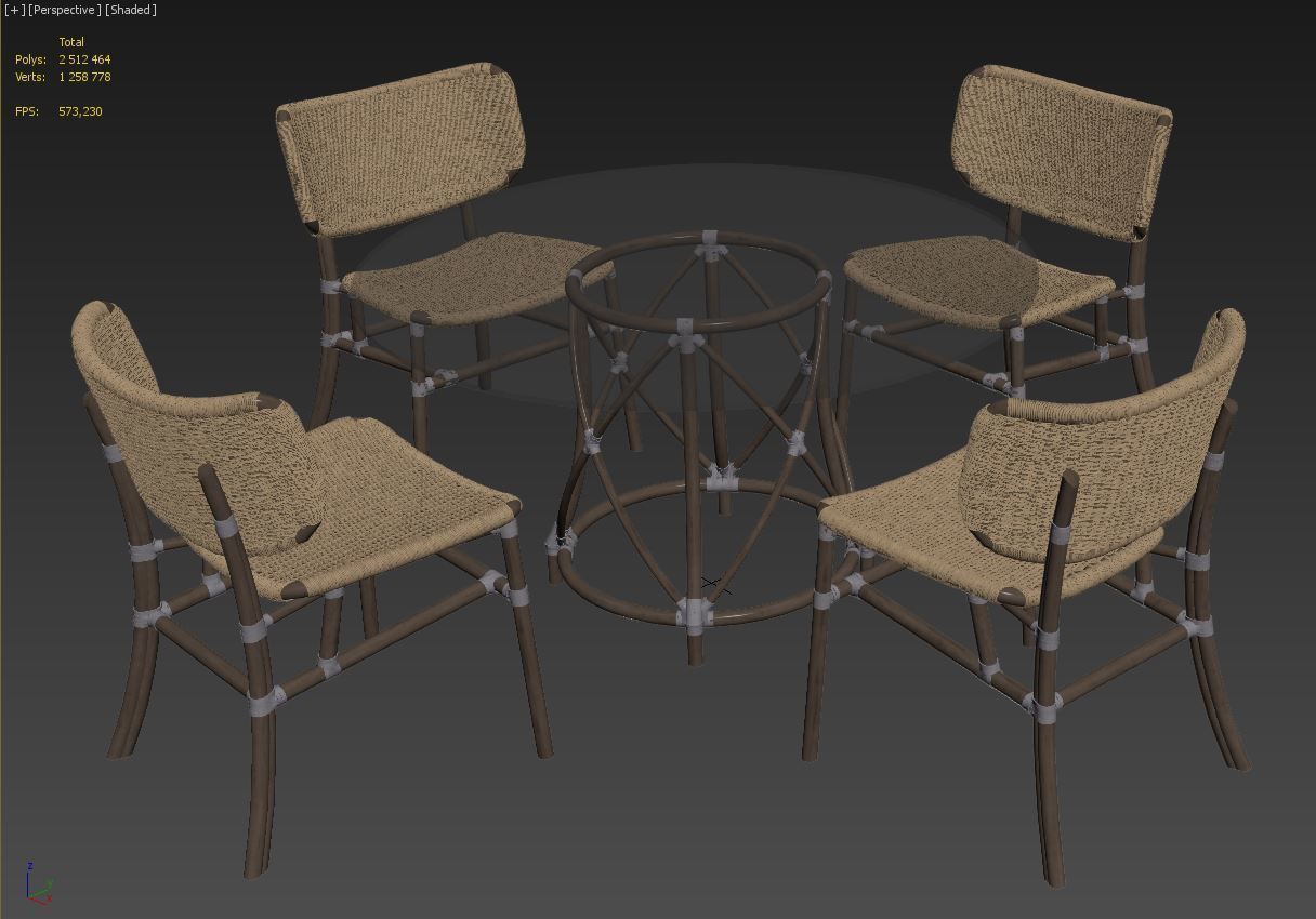 Mcguire Hanalei chair Gondola table set 3D model_1