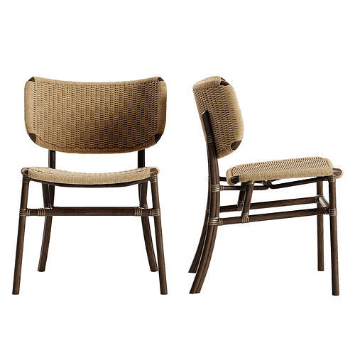 Mcguire Hanalei chair Gondola table set 3D model 6