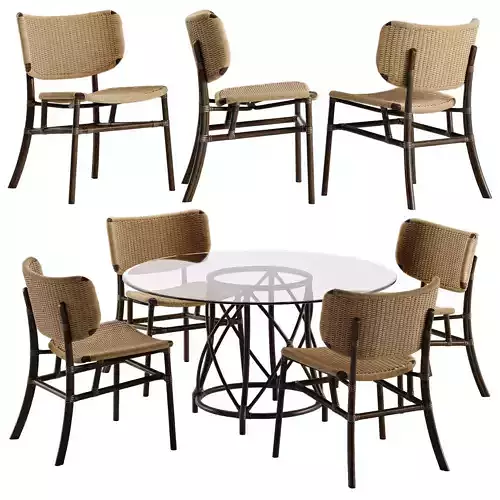Mcguire Hanalei chair Gondola table set 3D model