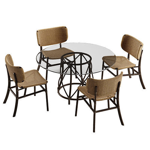 Mcguire Hanalei chair Gondola table set 3D model 4