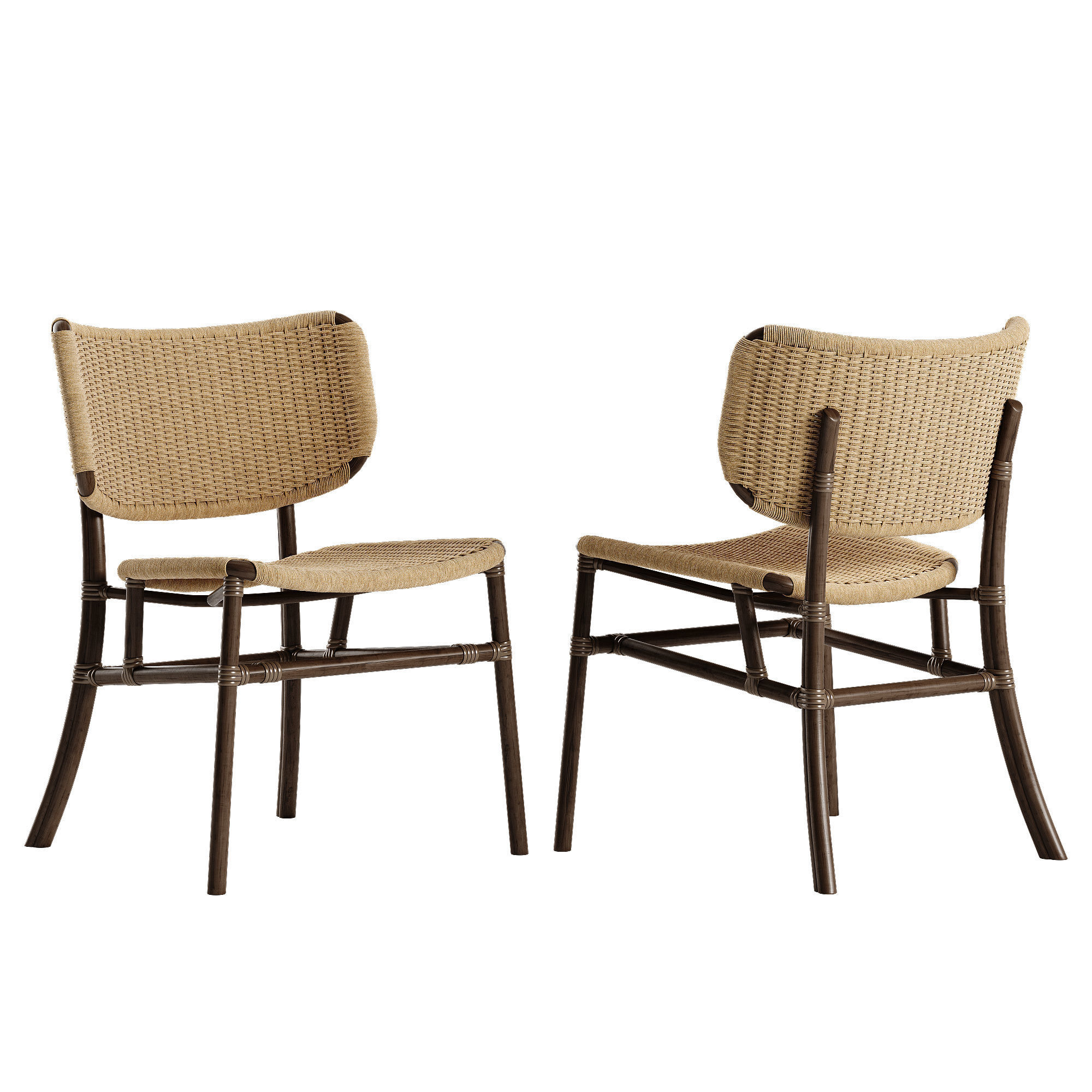 Mcguire Hanalei chair Gondola table set 3D model_4