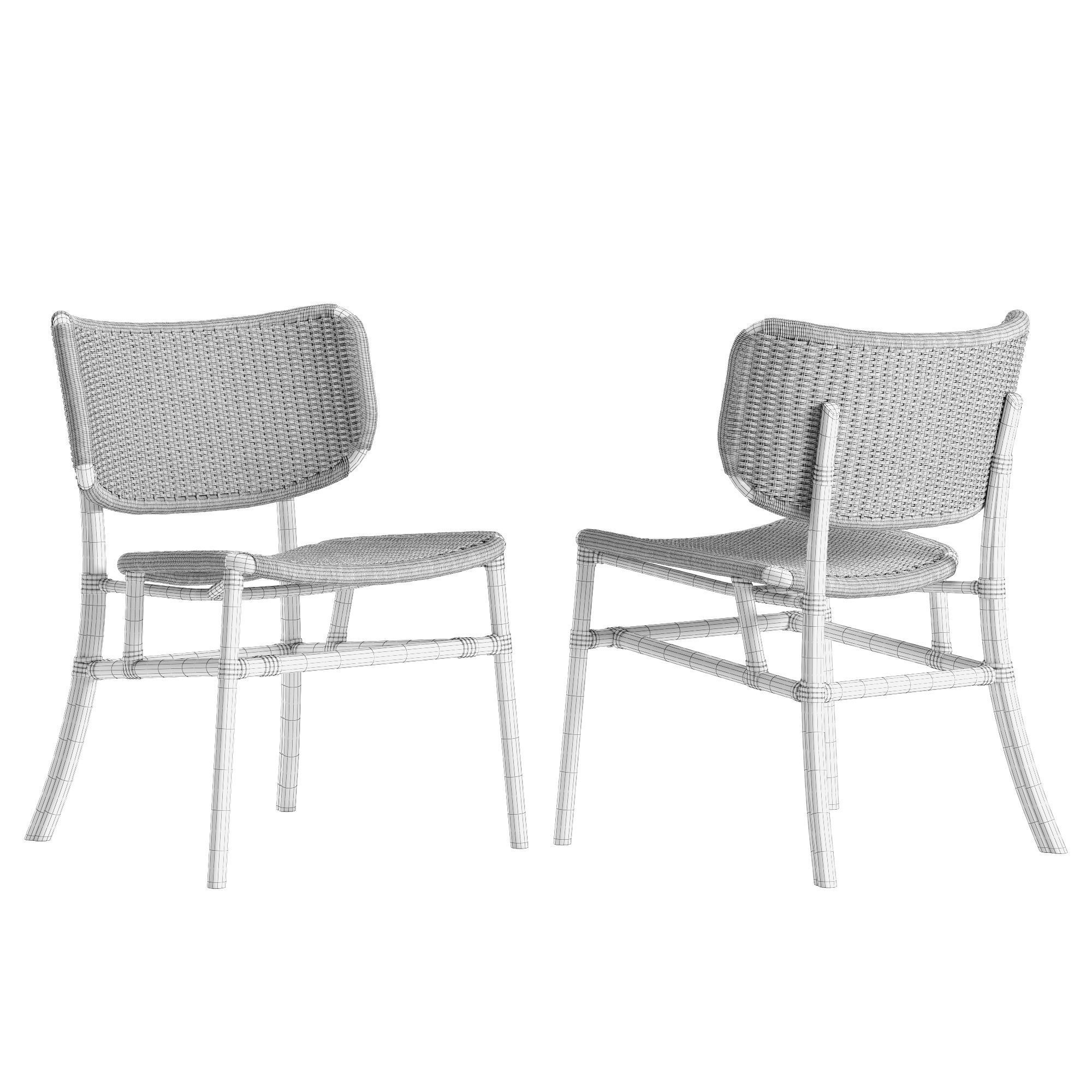 Mcguire Hanalei chair Gondola table set 3D model_7