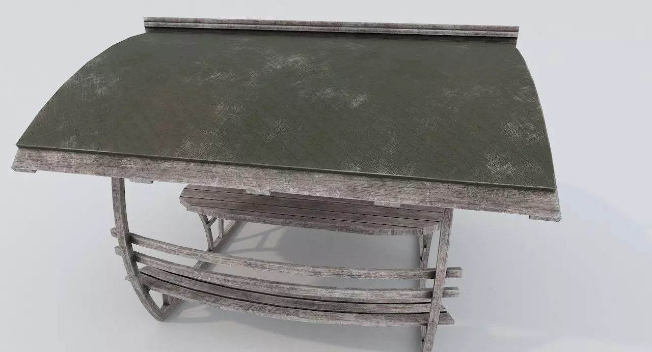 Wooden Old Pergola PBR Low-poly 3D model_0