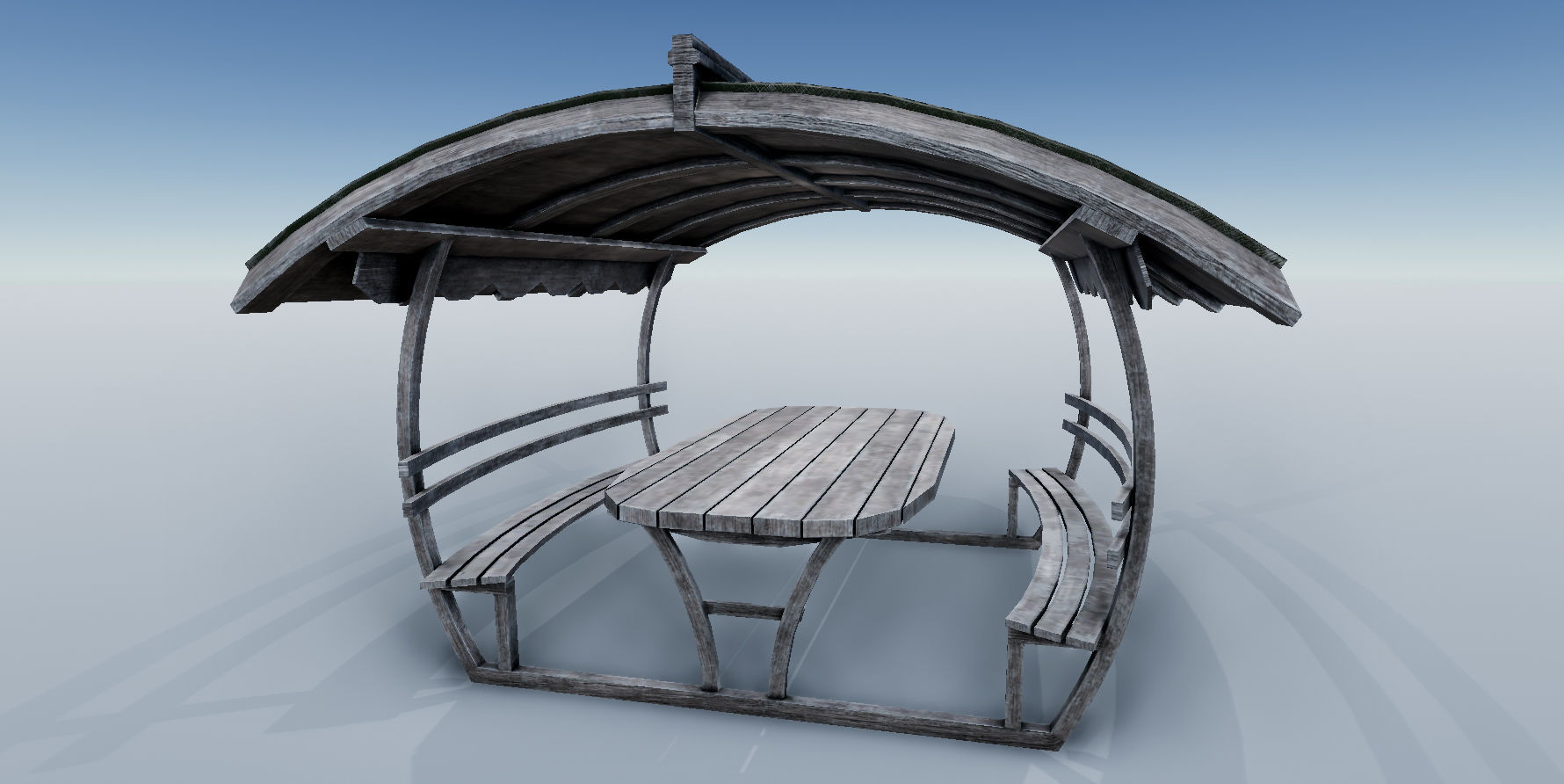 Wooden Old Pergola PBR Low-poly 3D model_5
