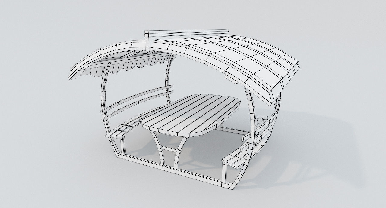 Wooden Old Pergola PBR Low-poly 3D model_3