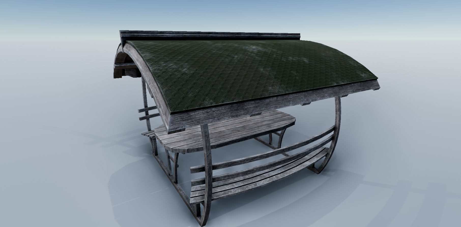 Wooden Old Pergola PBR Low-poly 3D model_4