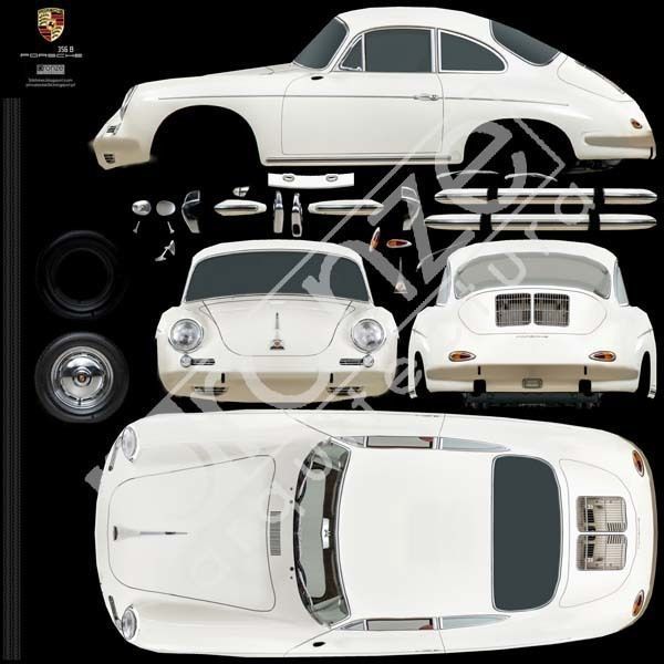 Porsche 356 B Low-poly 3D model_22