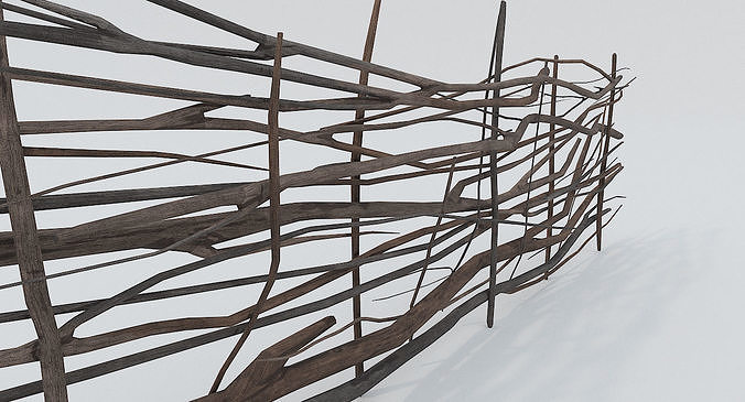 Wooden Fence LP PBR  Low-poly 3D model
