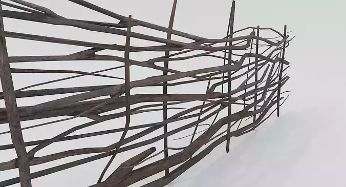 Wooden Fence LP PBR  Low-poly 3D model