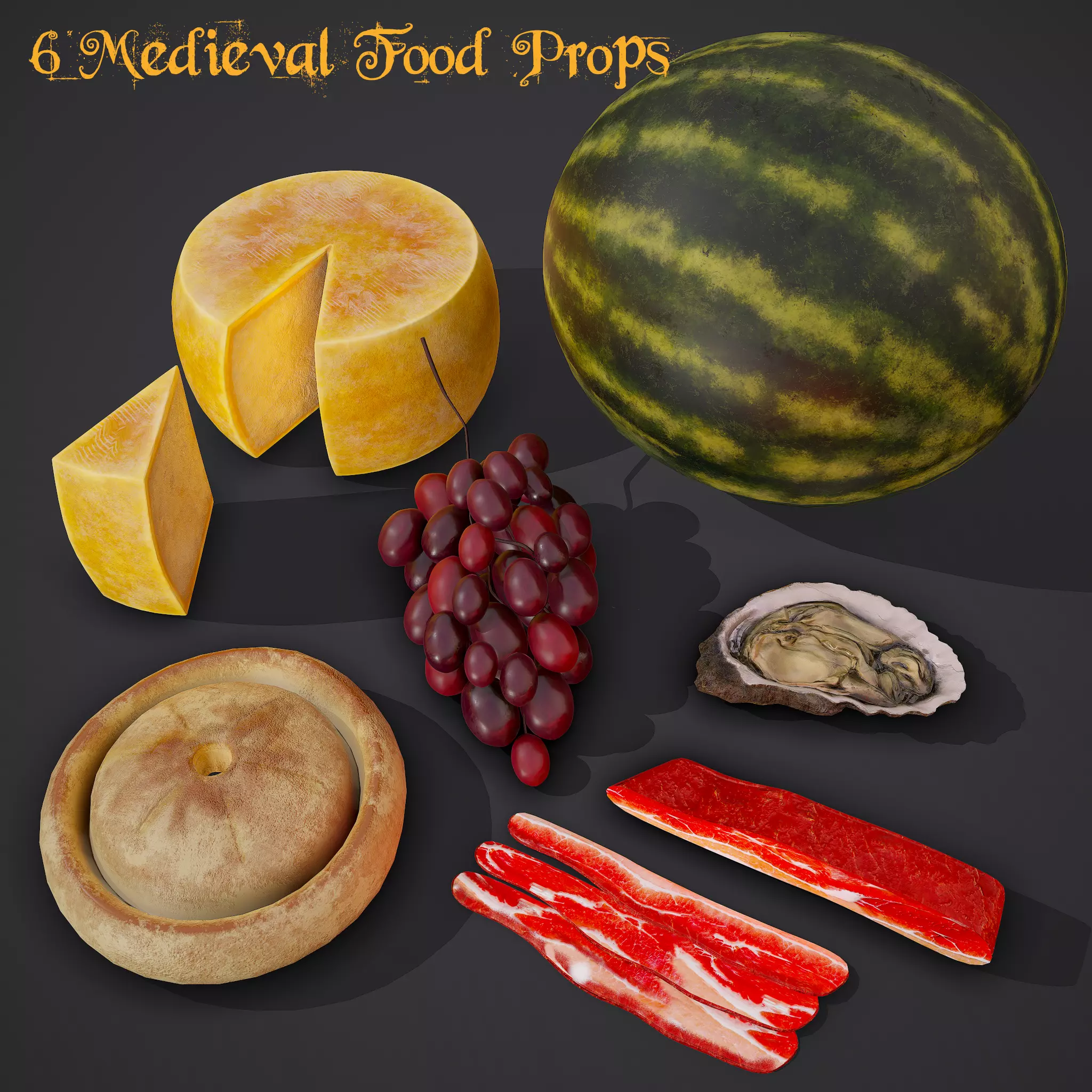 6 Medieval Food Props Version 2  3D Model Collection_0