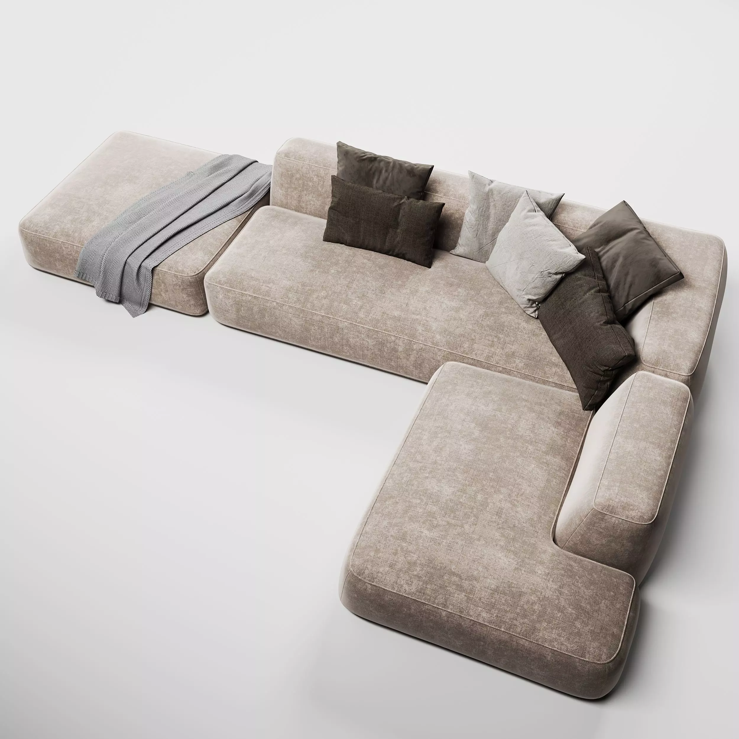 modern sofa  L-shape  3D model_0