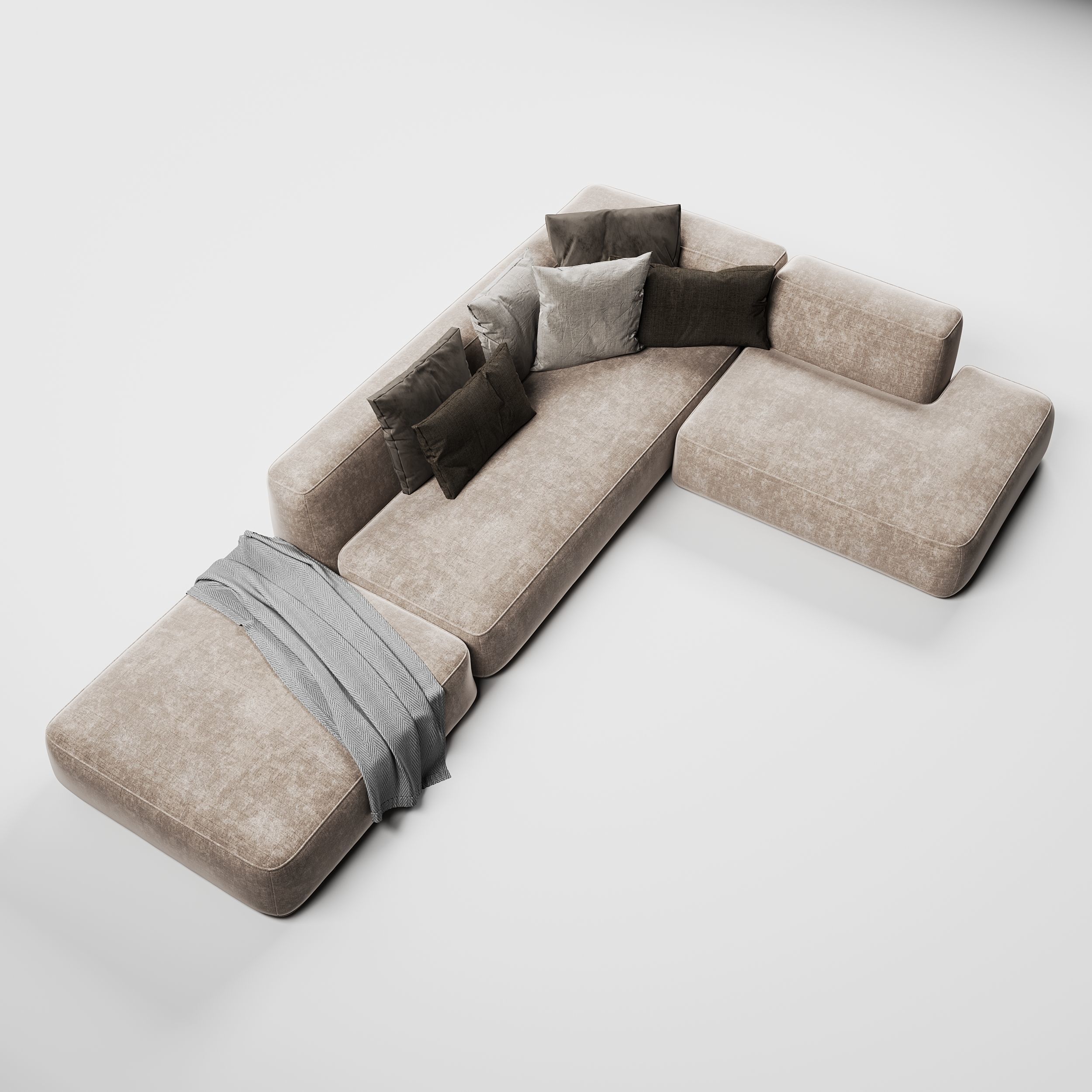 modern sofa  L-shape  3D model_1