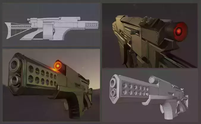 Futuristic Weapon Concept for a use in Blender-29