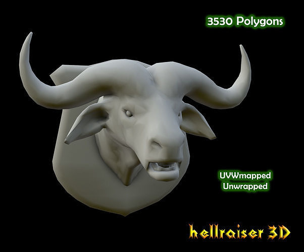 Buffalo Head Low-poly 3D model