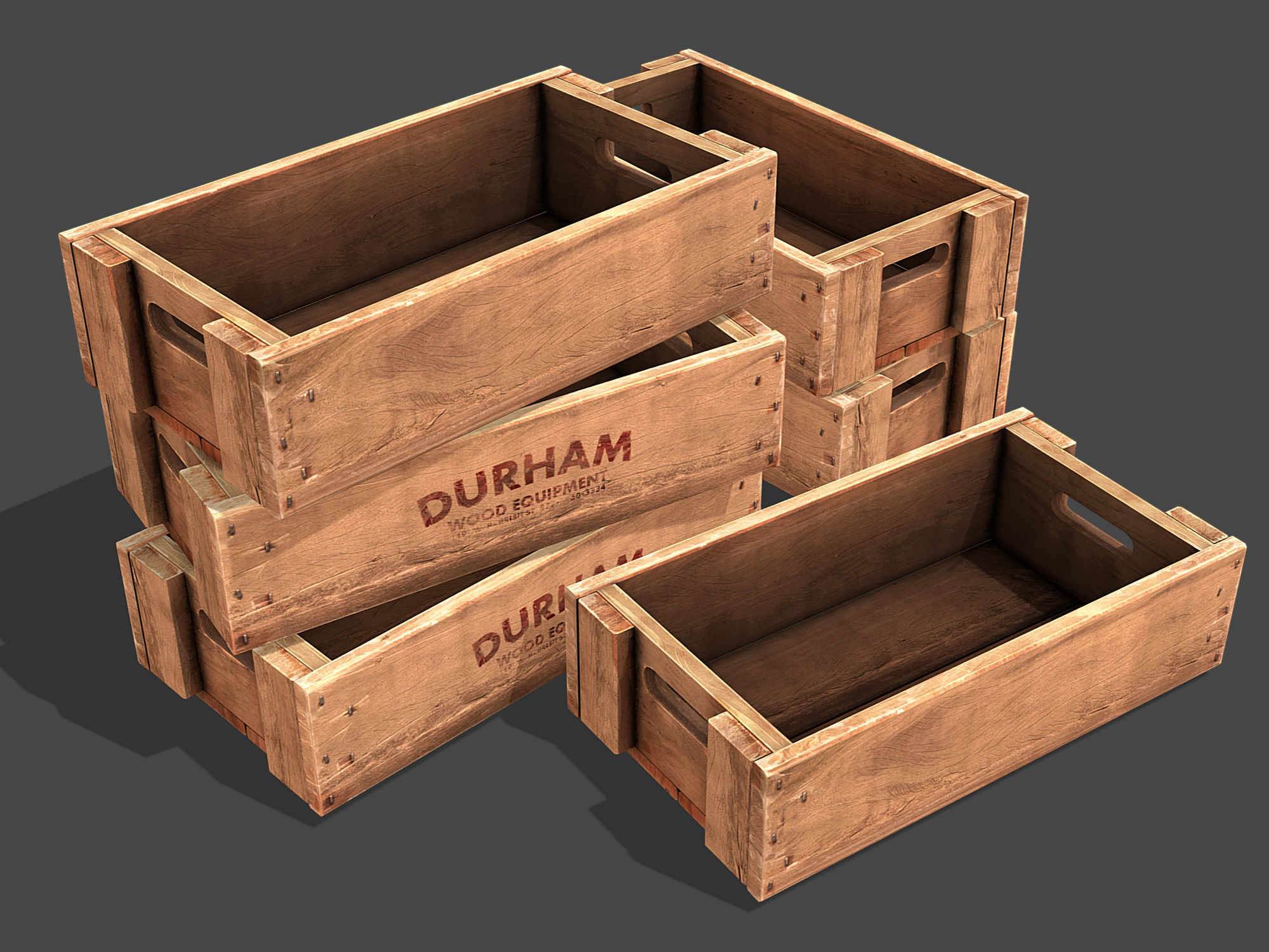 Old Crate Low-poly 3D model_7