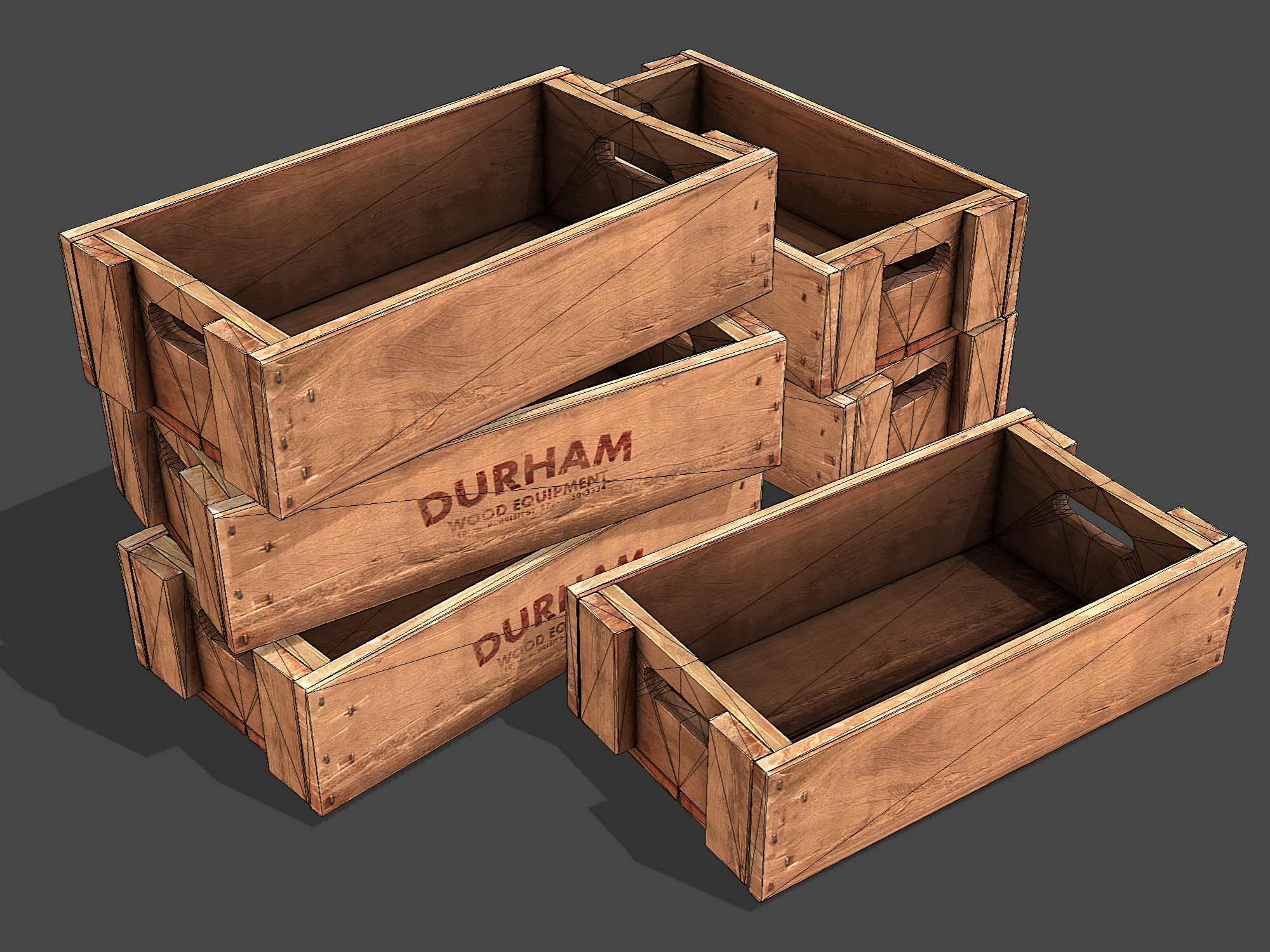 Old Crate Low-poly 3D model_8