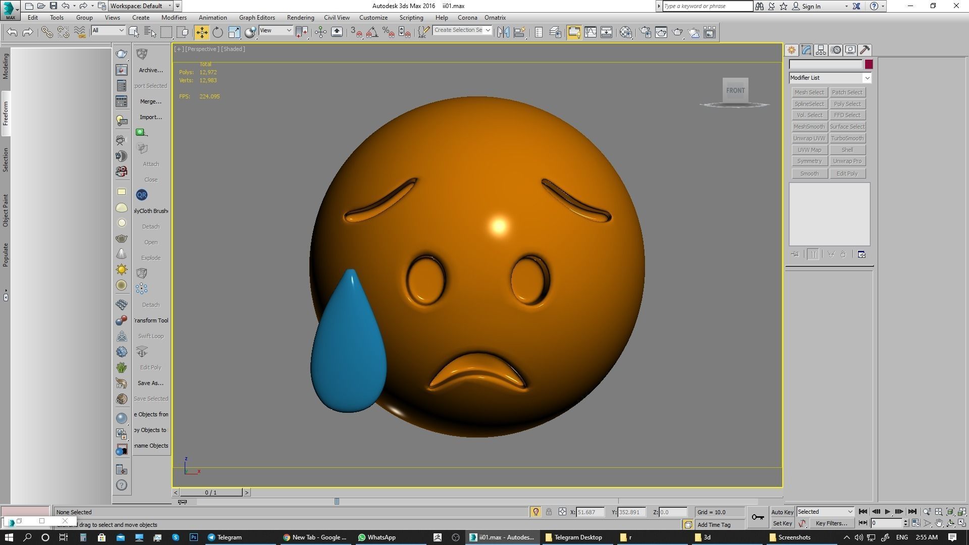 Emoji Sad but Relieved Face 3D model_4