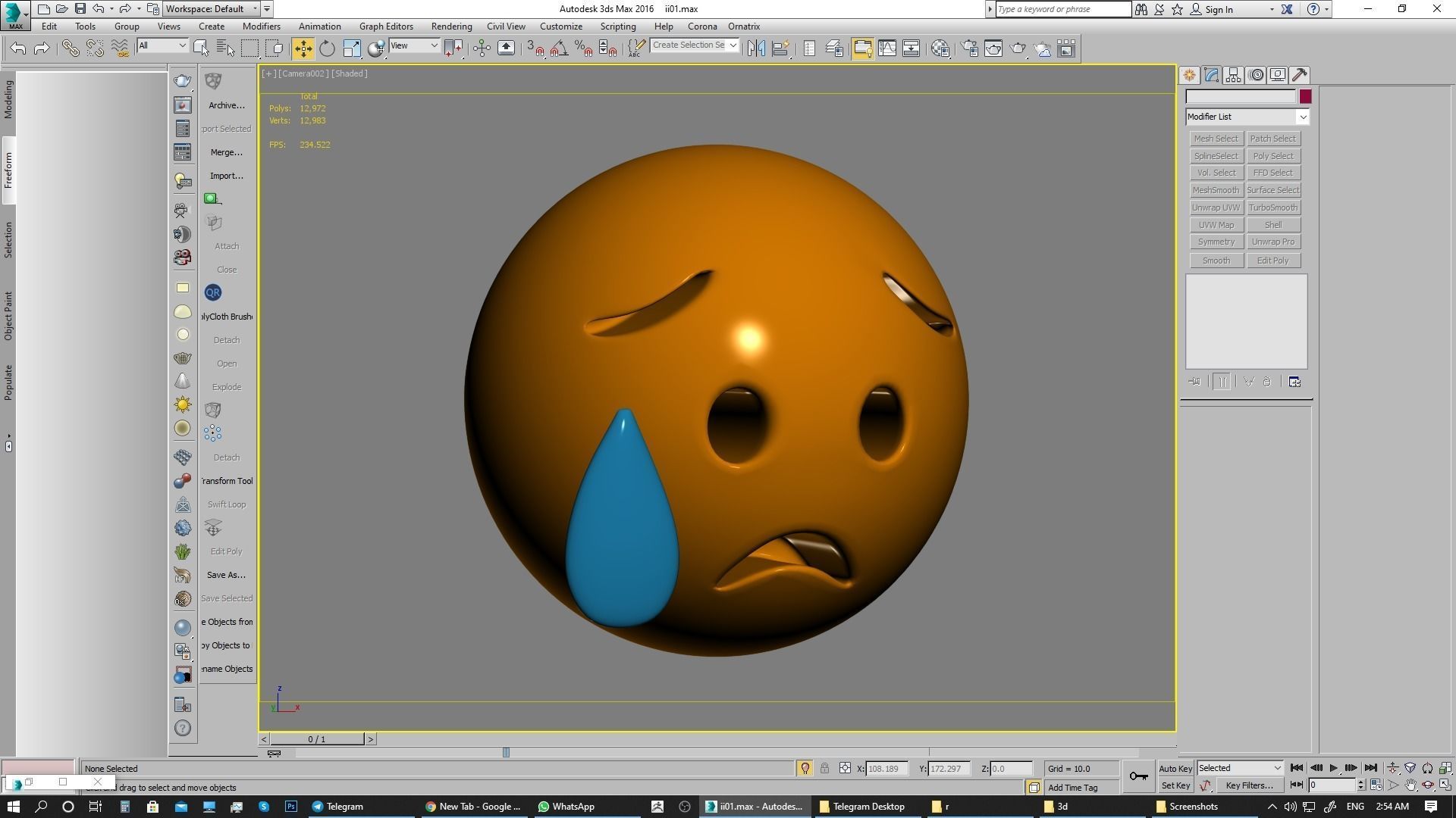 Emoji Sad but Relieved Face 3D model_2