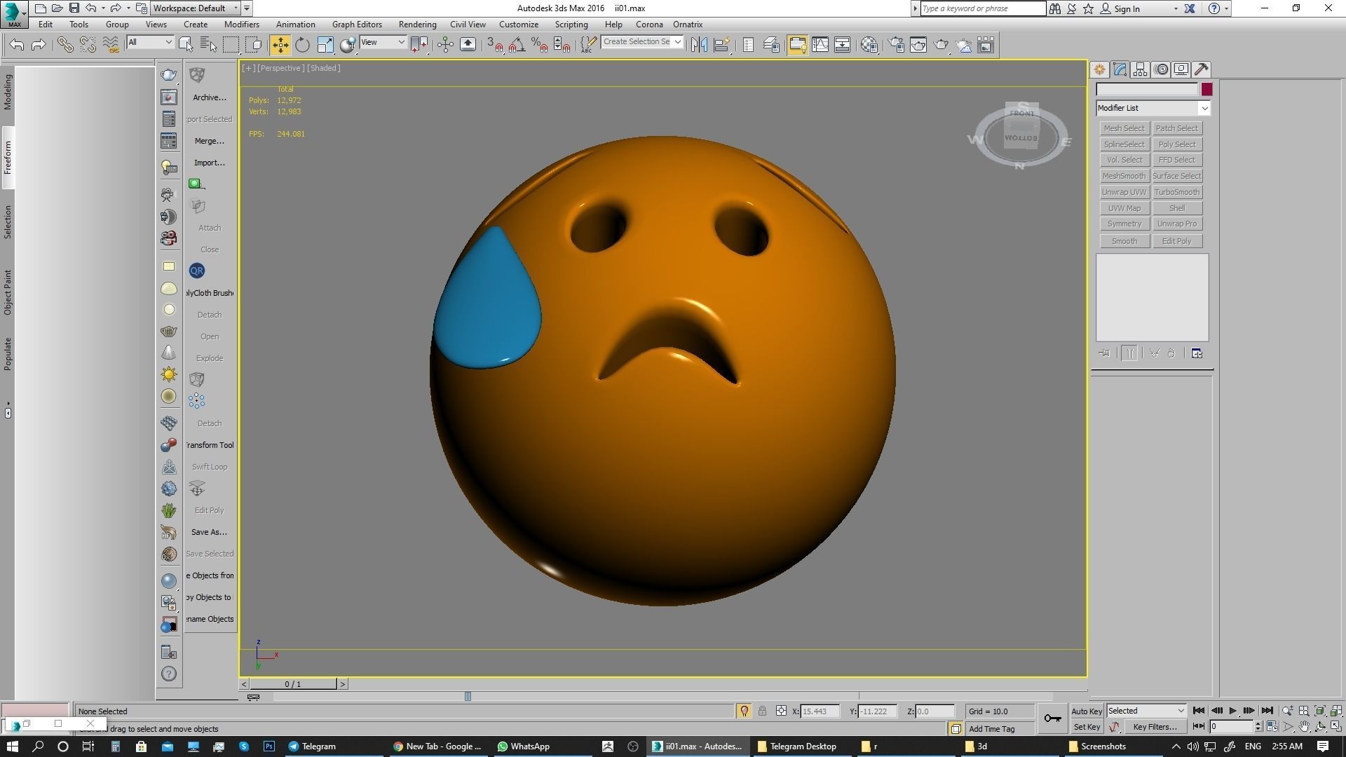 Emoji Sad but Relieved Face 3D model_9