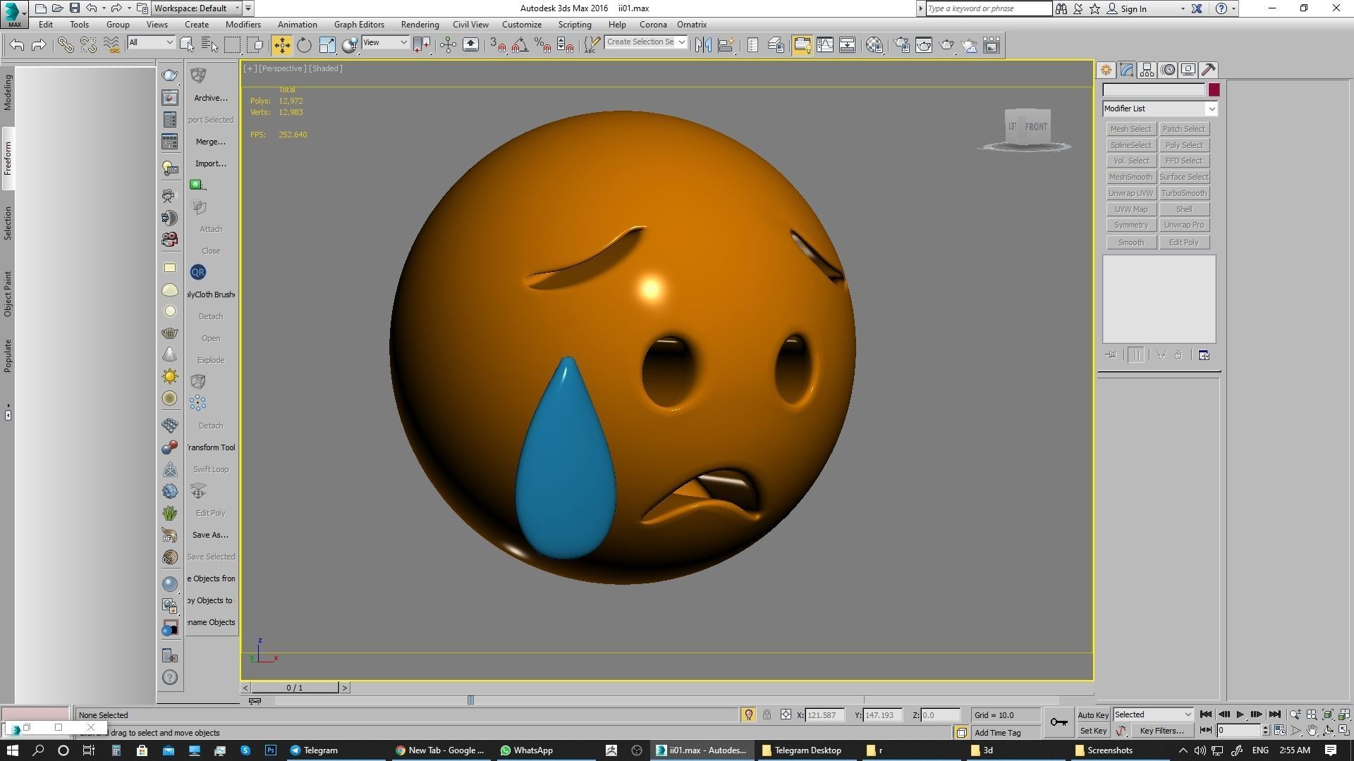 Emoji Sad but Relieved Face 3D model_13