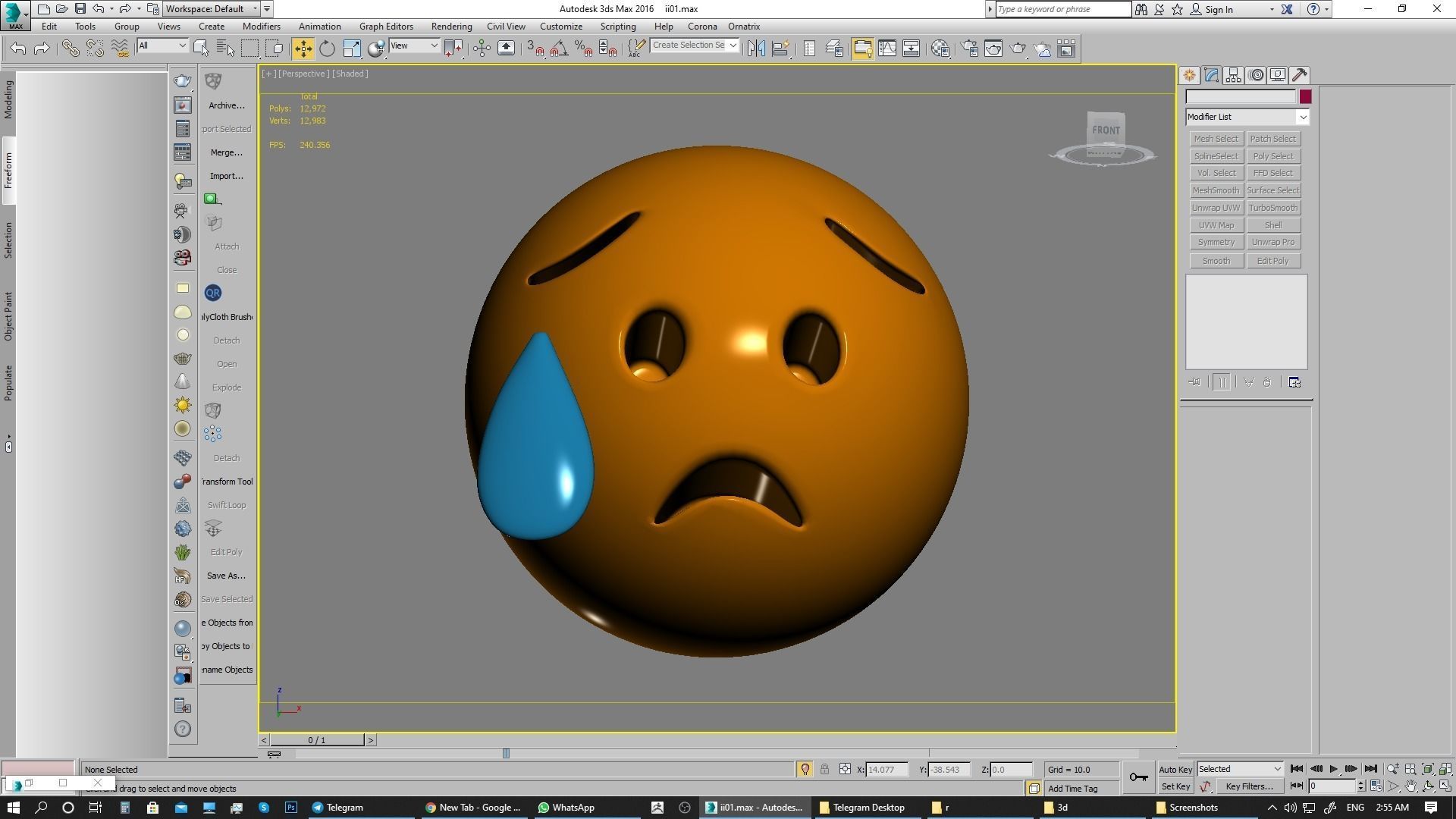 Emoji Sad but Relieved Face 3D model_7