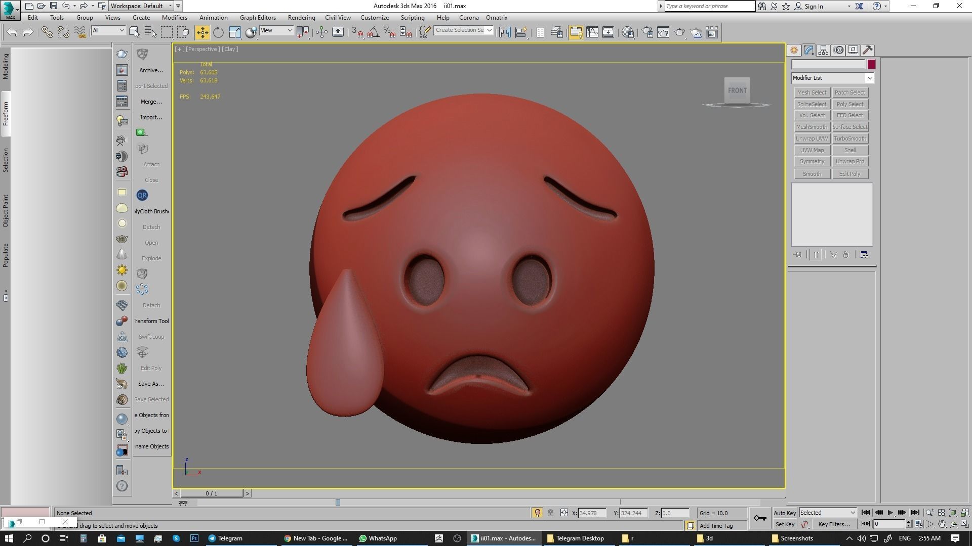 Emoji Sad but Relieved Face 3D model_16