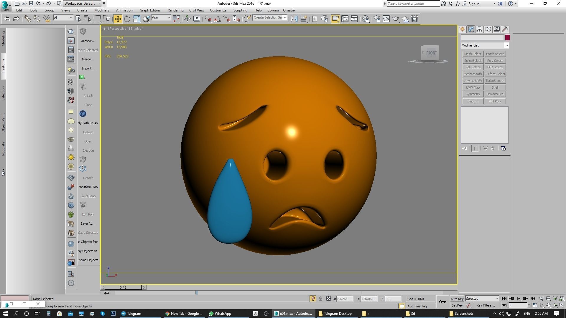 Emoji Sad but Relieved Face 3D model_3