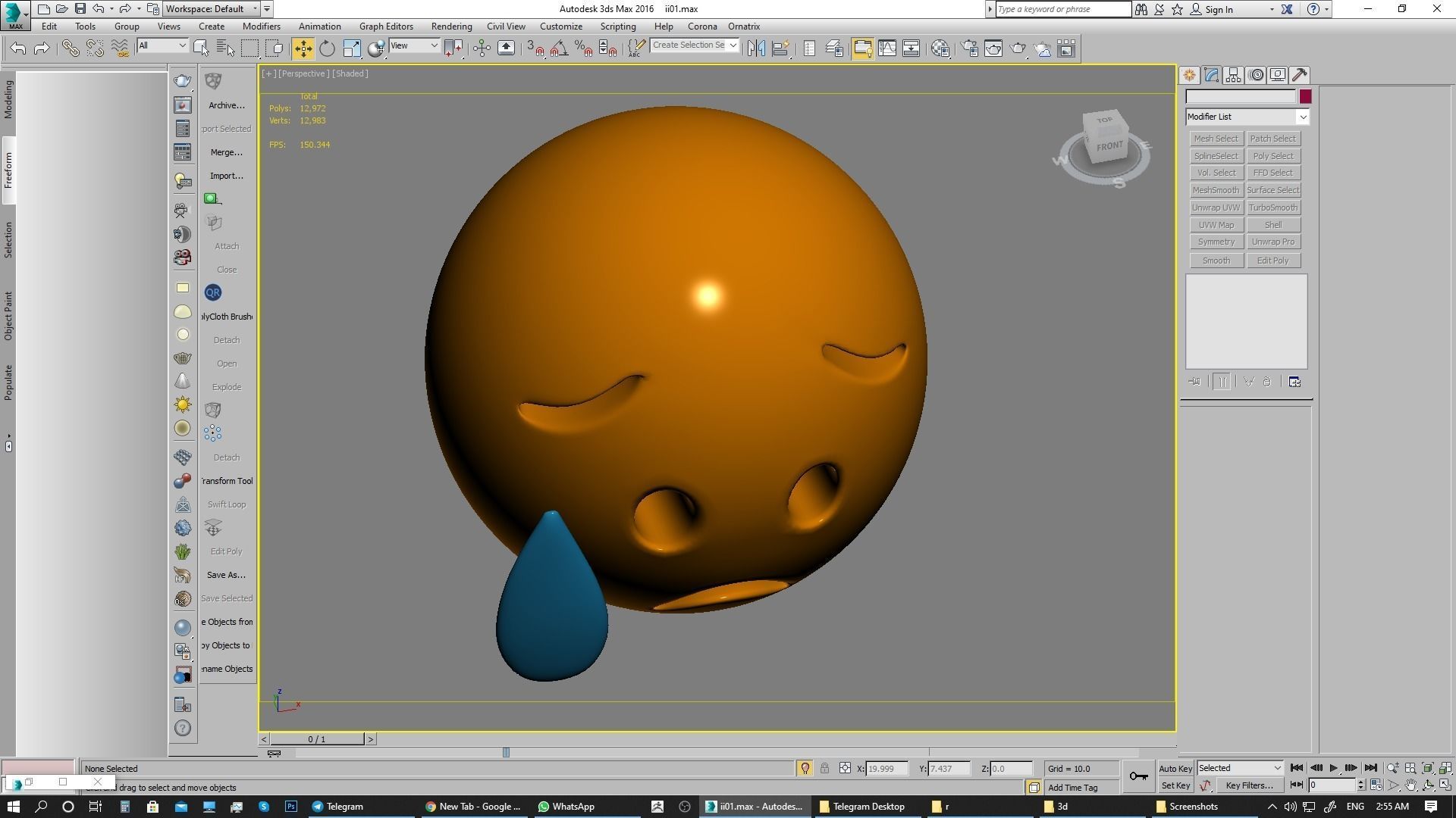 Emoji Sad but Relieved Face 3D model_12