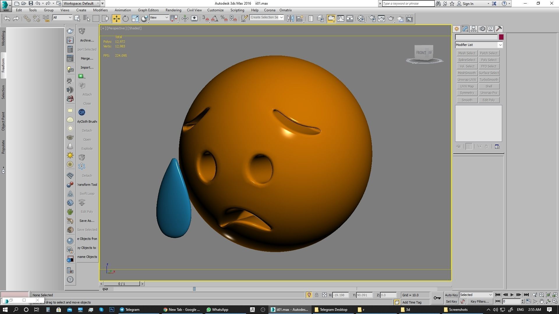 Emoji Sad but Relieved Face 3D model_5