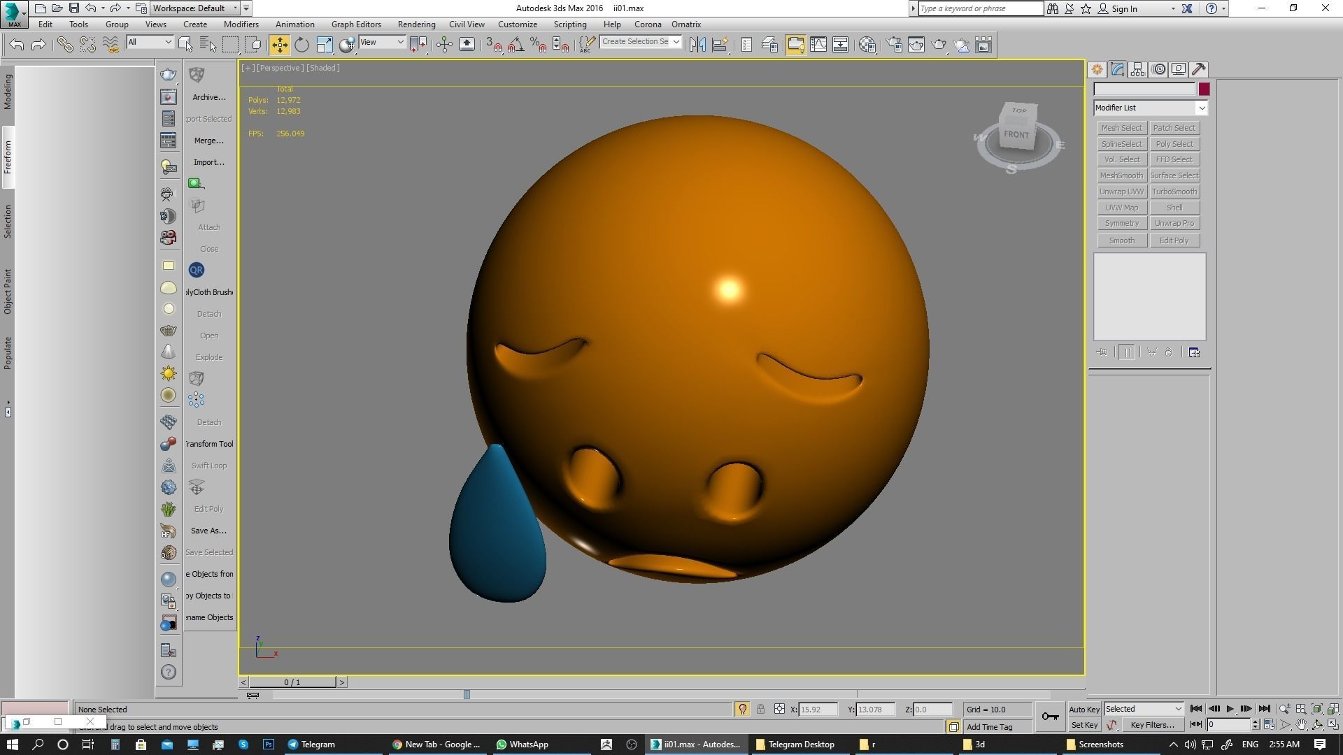 Emoji Sad but Relieved Face 3D model_11