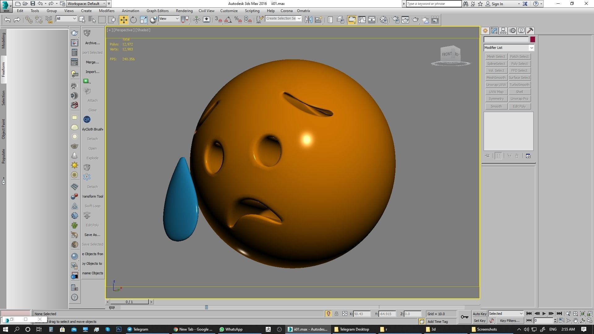 Emoji Sad but Relieved Face 3D model_6