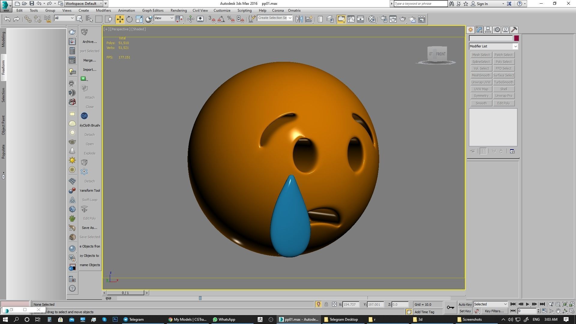 Emoji Crying Face 3D model_4