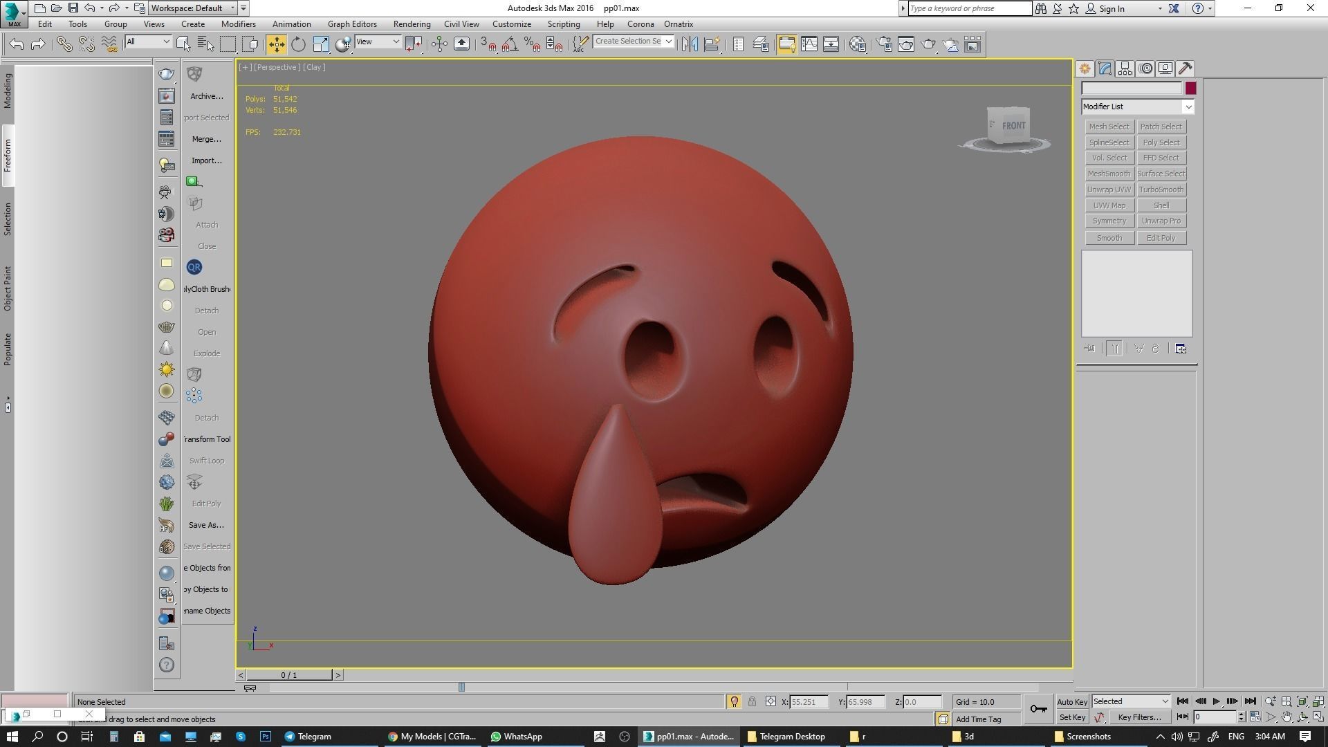 Emoji Crying Face 3D model_16