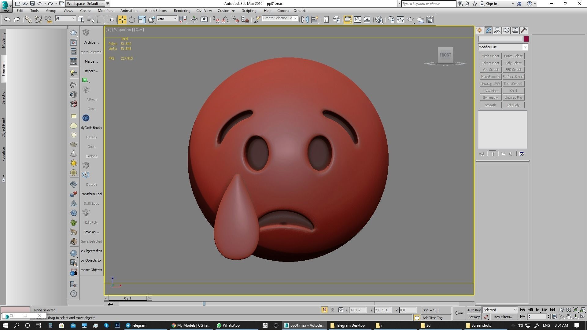 Emoji Crying Face 3D model_17