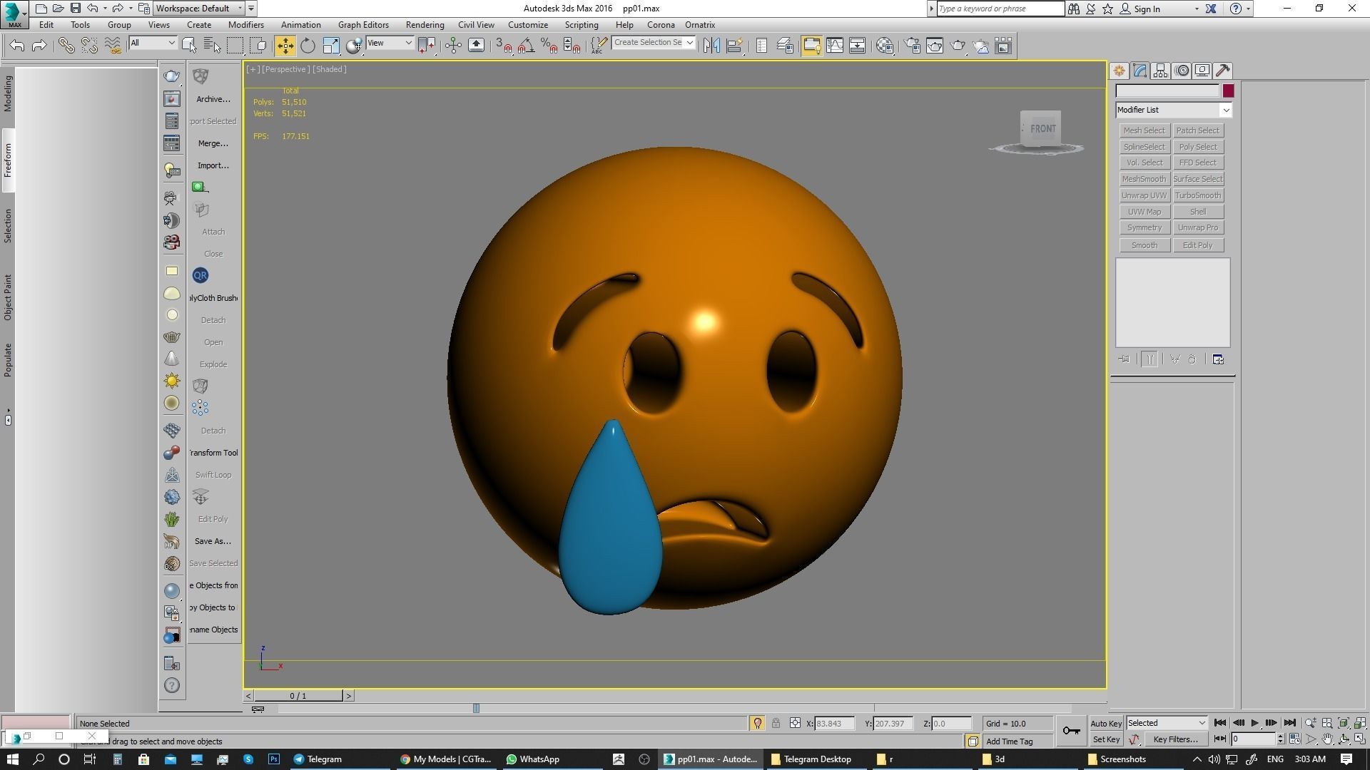 Emoji Crying Face 3D model_3