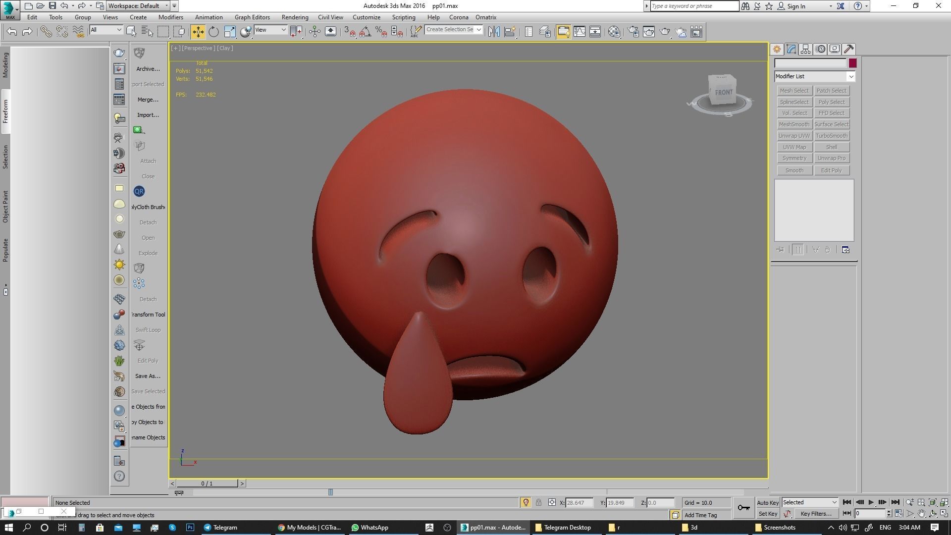 Emoji Crying Face 3D model_26