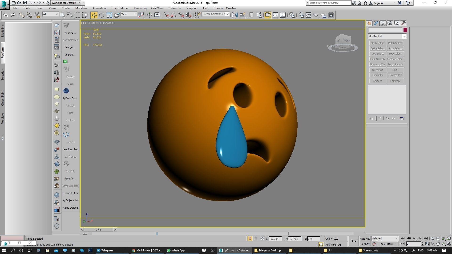 Emoji Crying Face 3D model_5