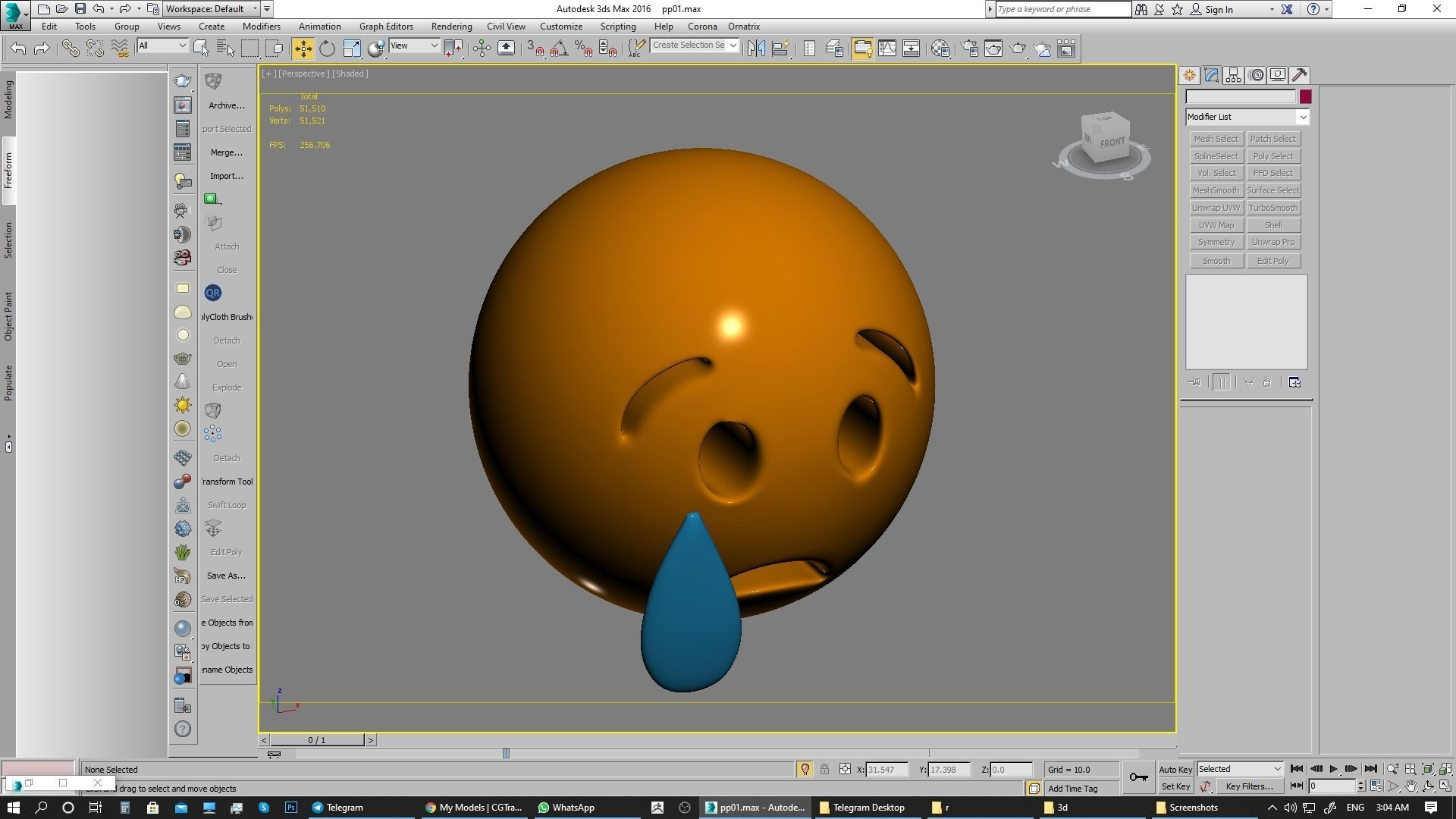 Emoji Crying Face 3D model_14