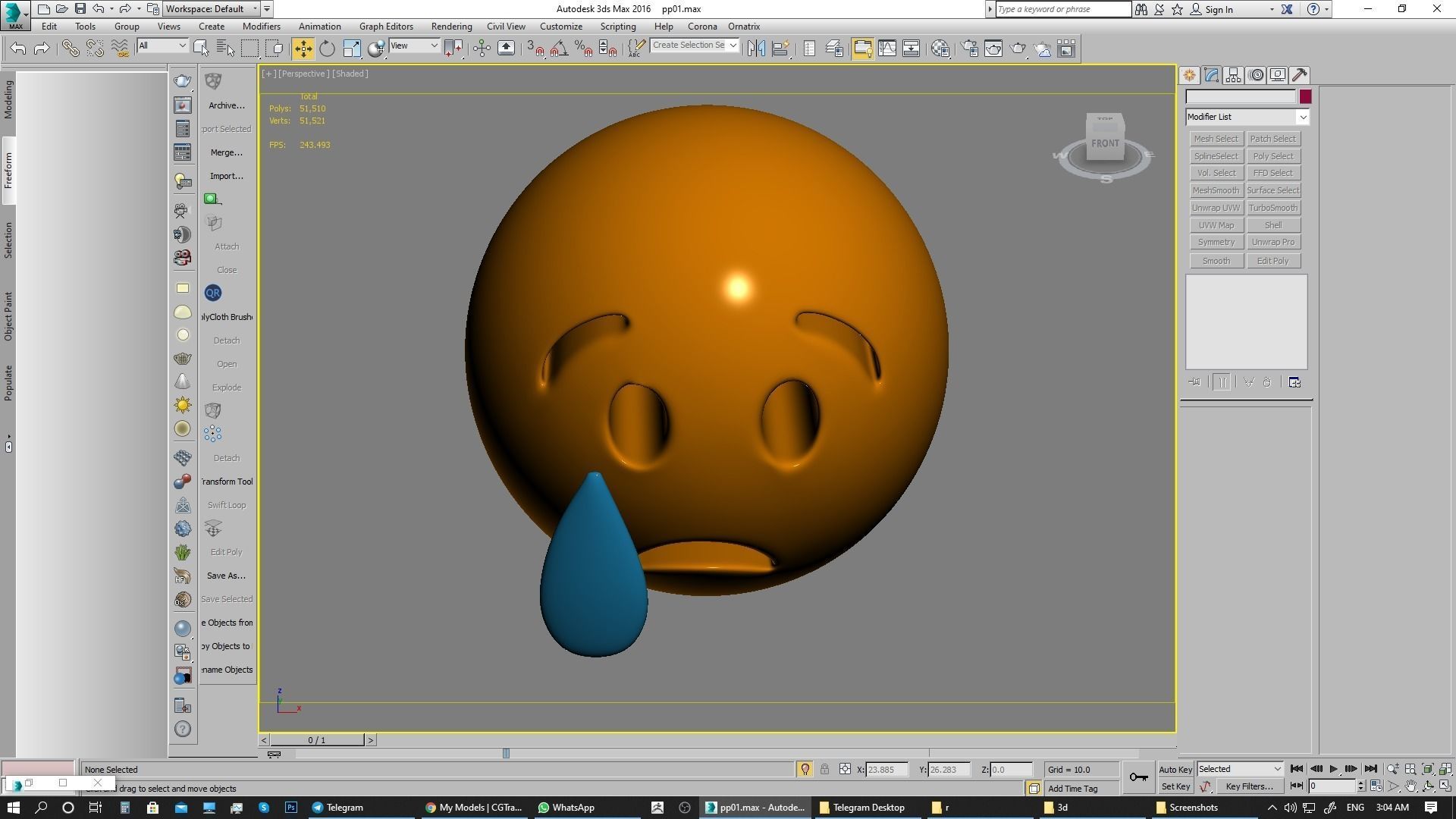 Emoji Crying Face 3D model_9