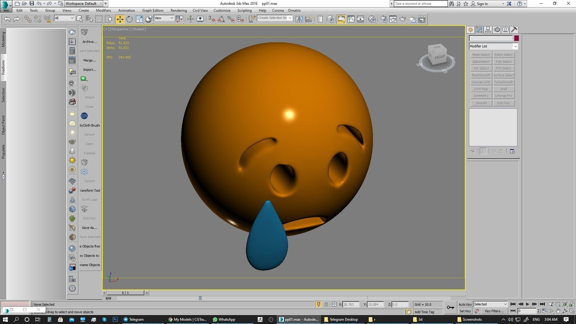 Emoji Crying Face 3D model_10