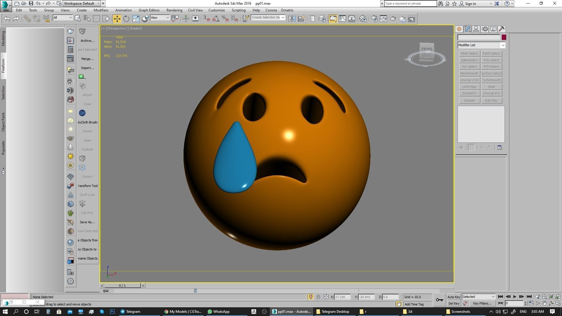 Emoji Crying Face 3D model_6