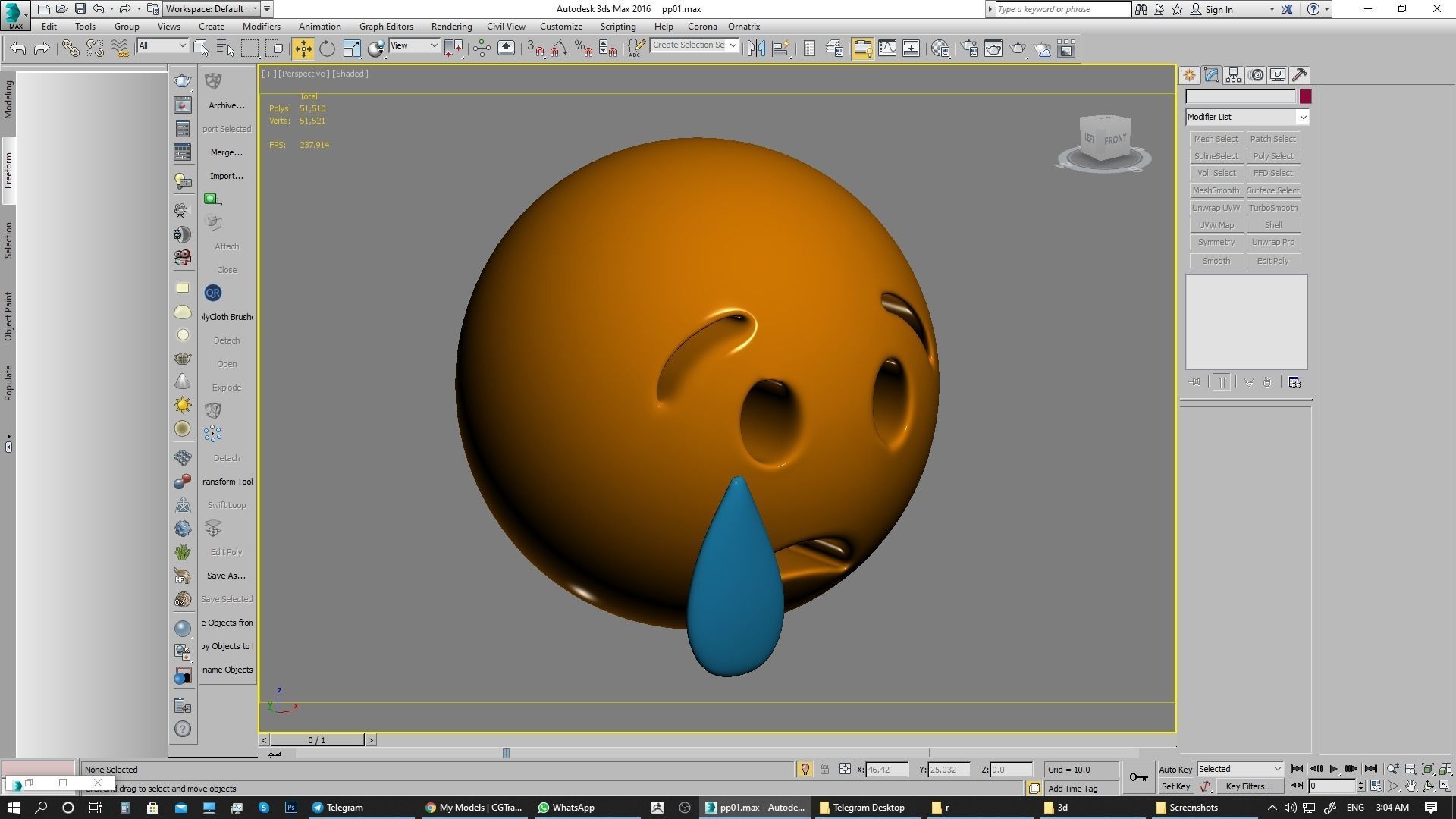 Emoji Crying Face 3D model_11